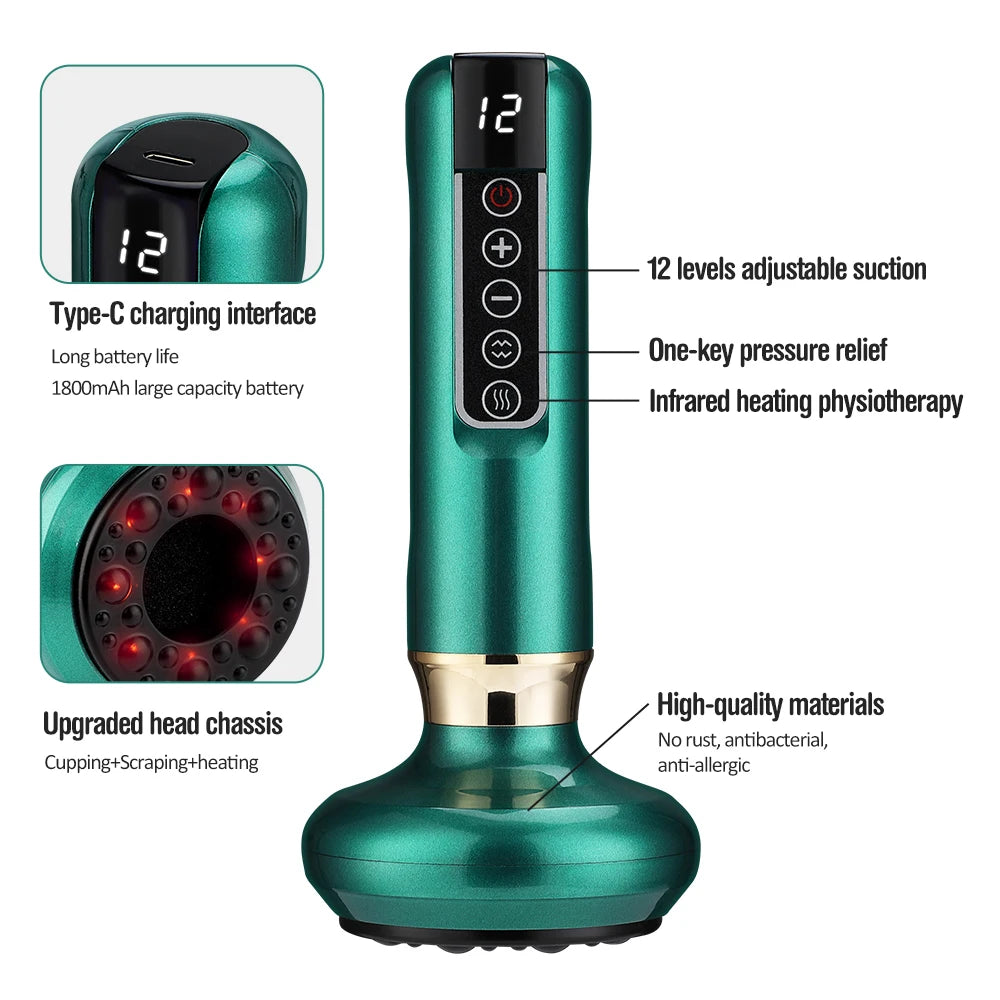 PASTSKY Electric Cupping Device With 12 Vacuum Levels USB Rechargeable Suction Massage