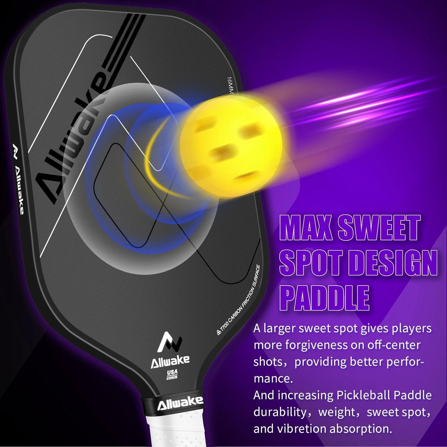Allwake Carbon Fiber Pickleball Paddle