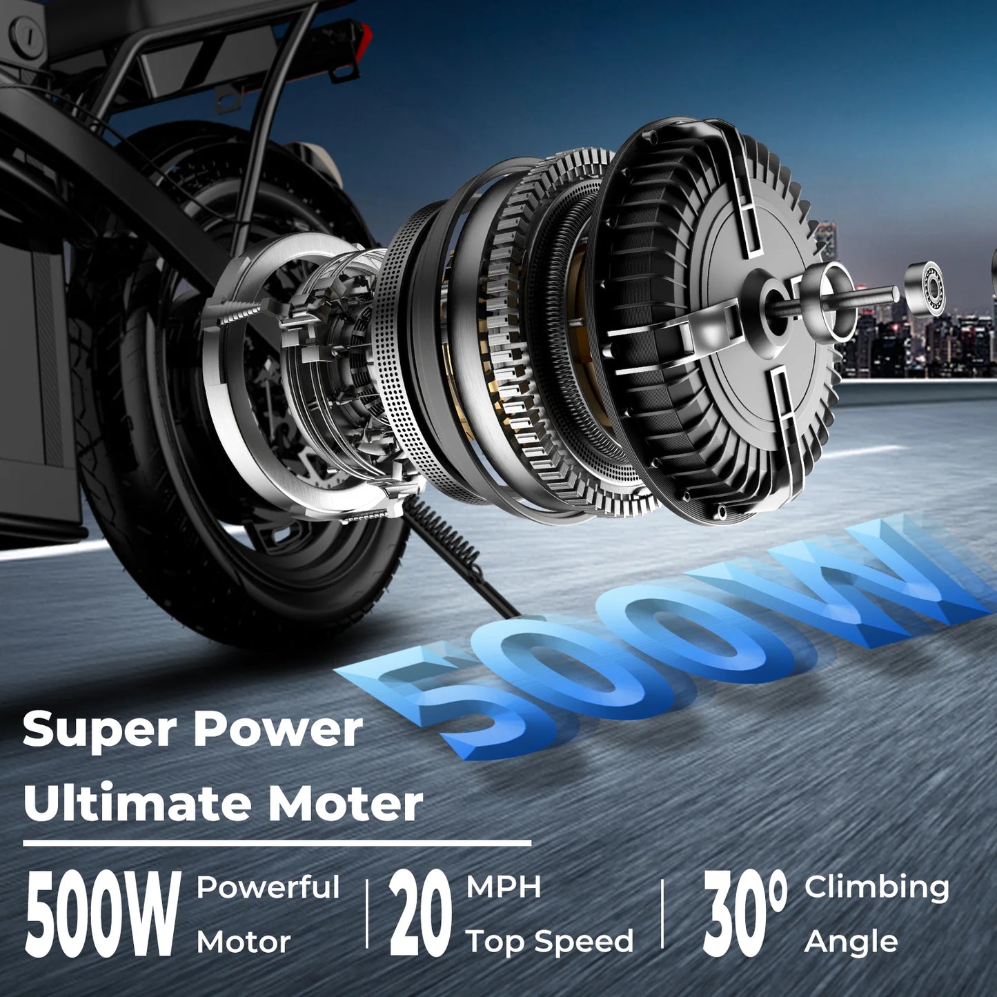 Lelekuai 500W Folding Electric Bike 20 MPH 48V 10.4Ah Removable Battery