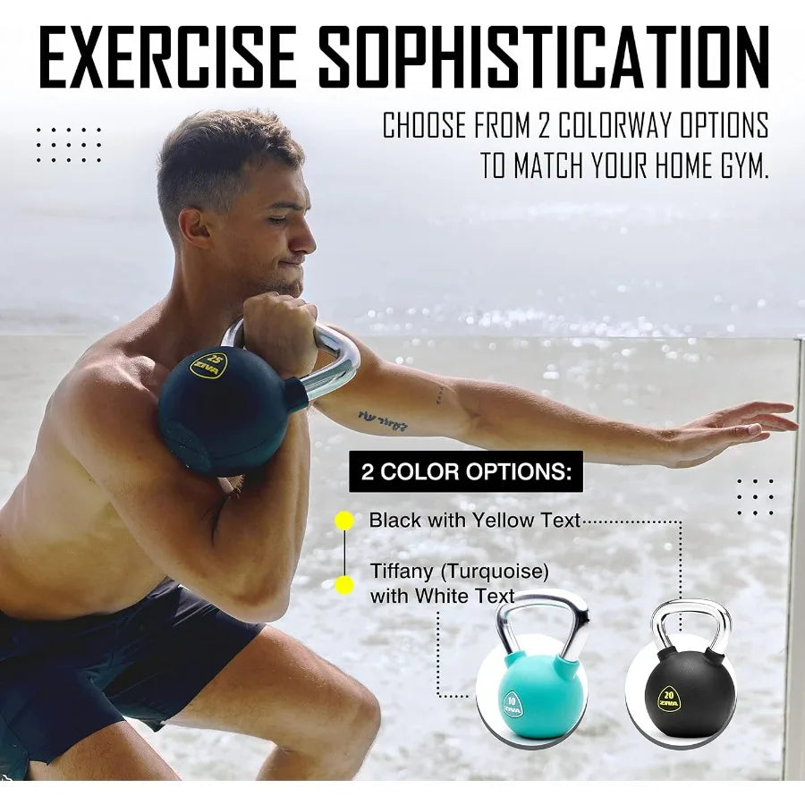 Premium Kettlebell Commercial Grade Rubber Urethane Coated Home Gym Alloy Steel