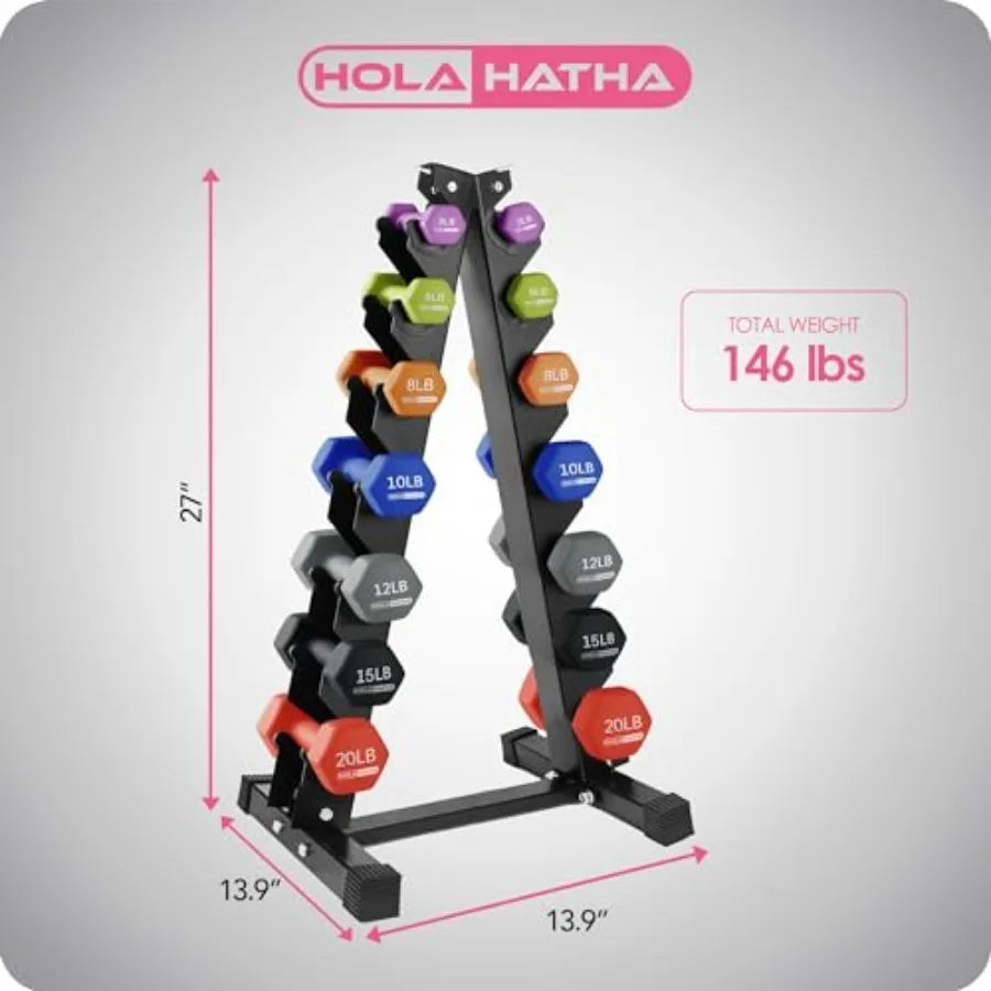 Neoprene Dumbbell Weights Set with Rack for Home Gym
