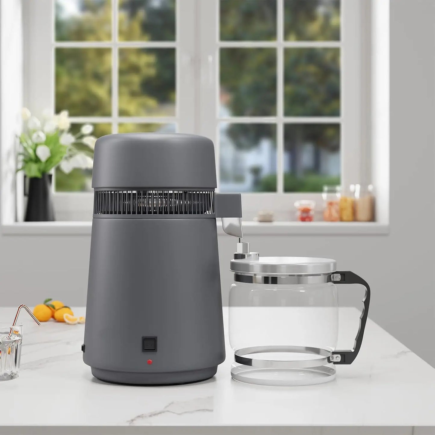 Adoolla 4L Countertop Water Distiller 110V Stainless Steel With Glass Pitcher