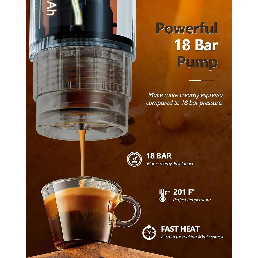 12V Portable Car Espresso Machine For Camping 80ml Ground Coffee