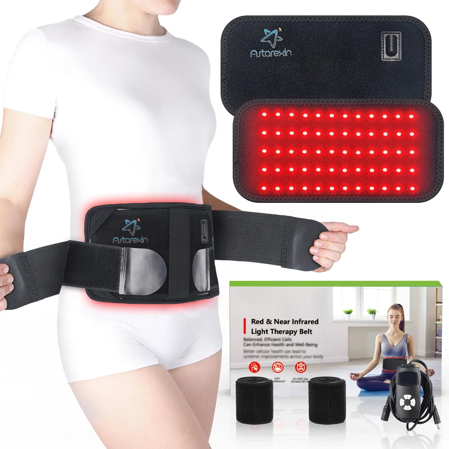 Red Light Therapy Waist Belt with 60 LEDs 660nm and 120 LEDs 850nm Near Infrared