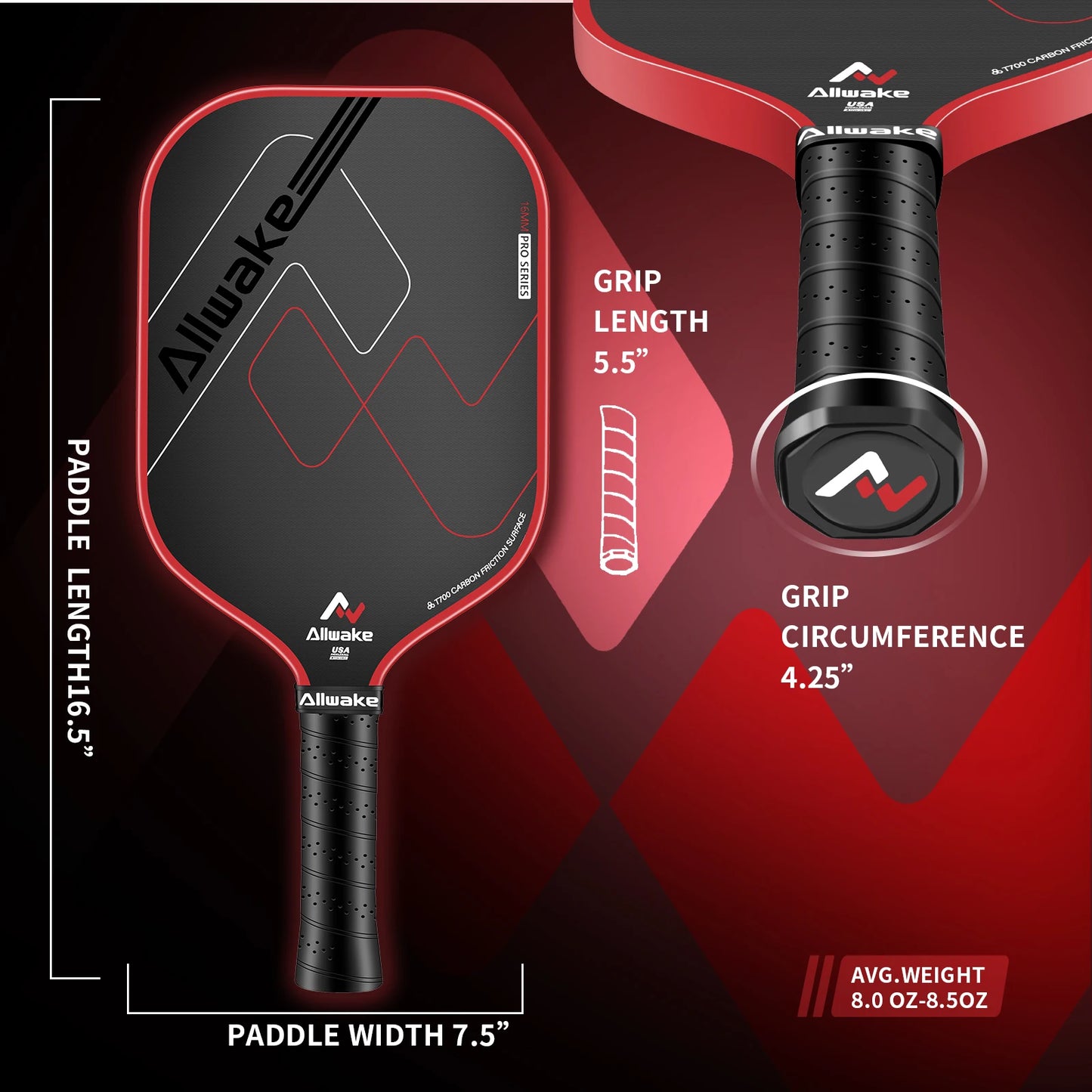 Allwake Carbon Fiber Pickleball Paddle
