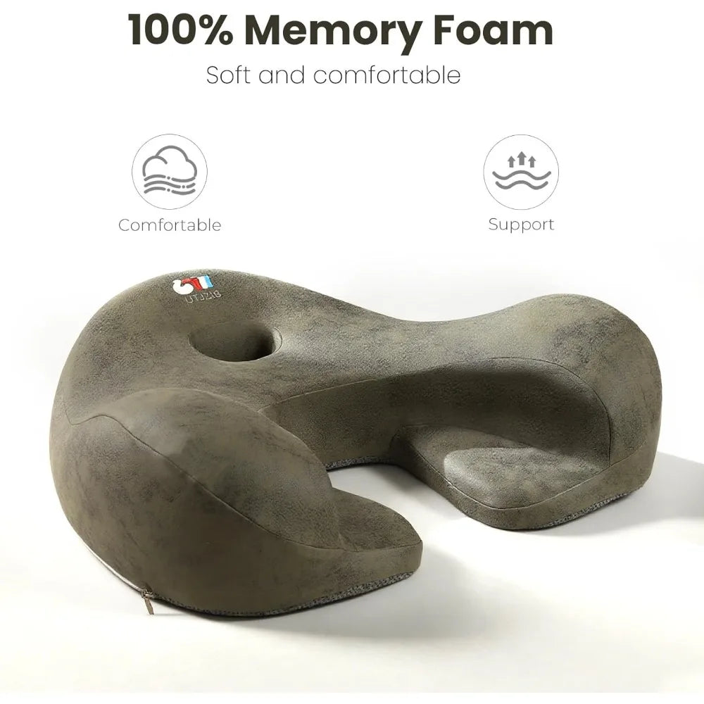 Ergonomic Cushion and Floor Pillow Set for Tailbone and Hip Relief Dark Gray