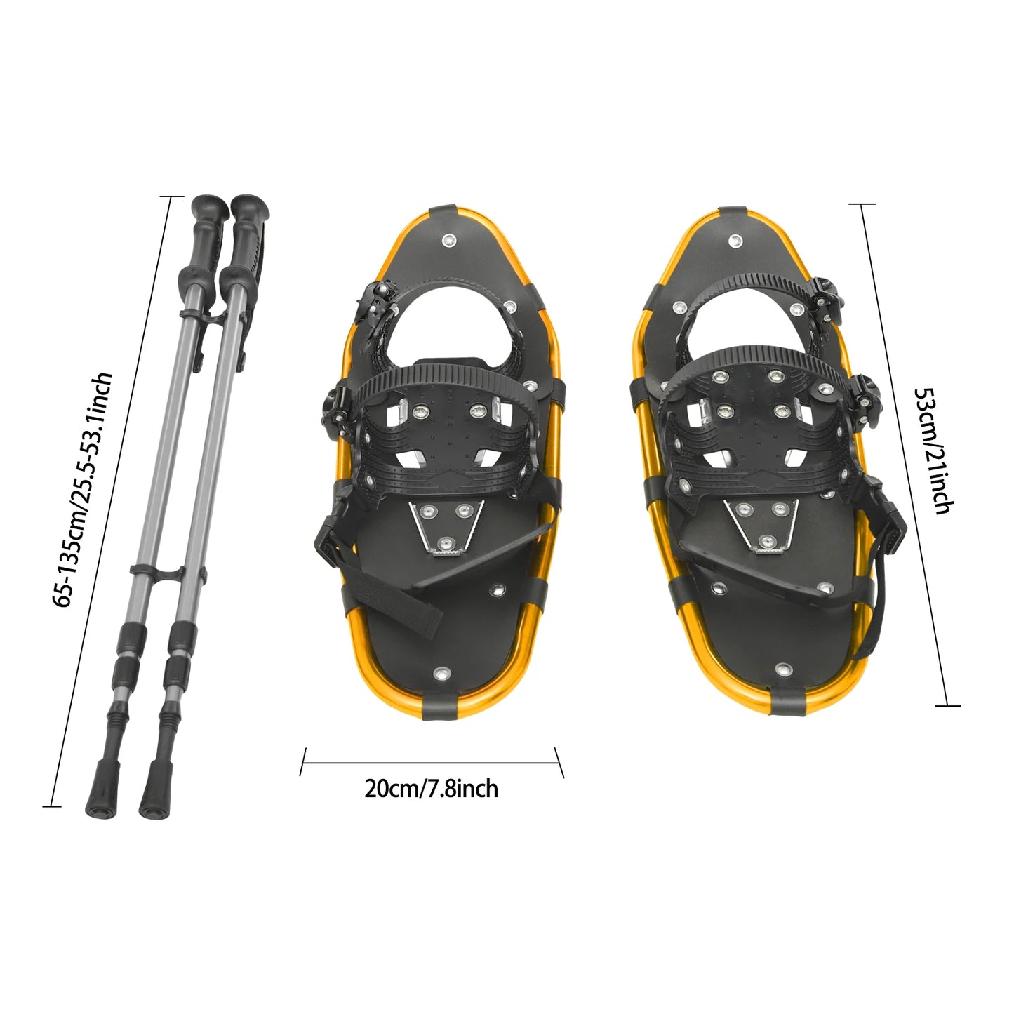 21 Inch Snowshoes With Adjustable Trekking Poles for Men Women Load 66-154lbs