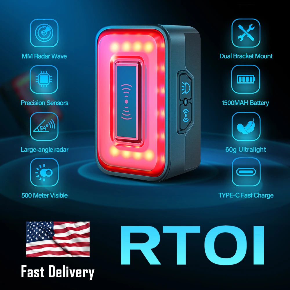 Cyclami Bicycle Tail Light Radar Warning Taillight With MillimeterWave Detection