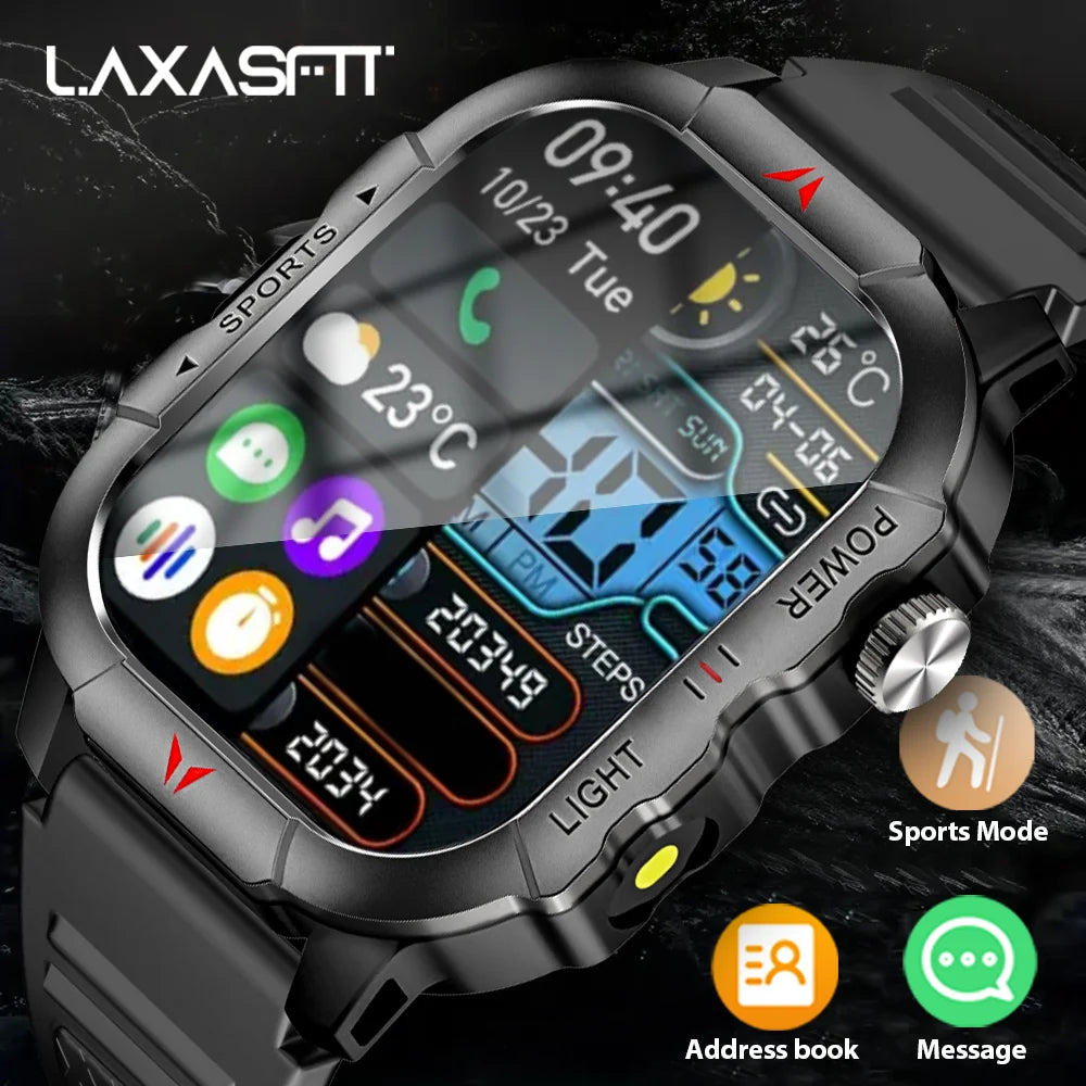 LAXASFIT Smart Watch Outdoor IP68 Health Monitoring 100 Sports Modes