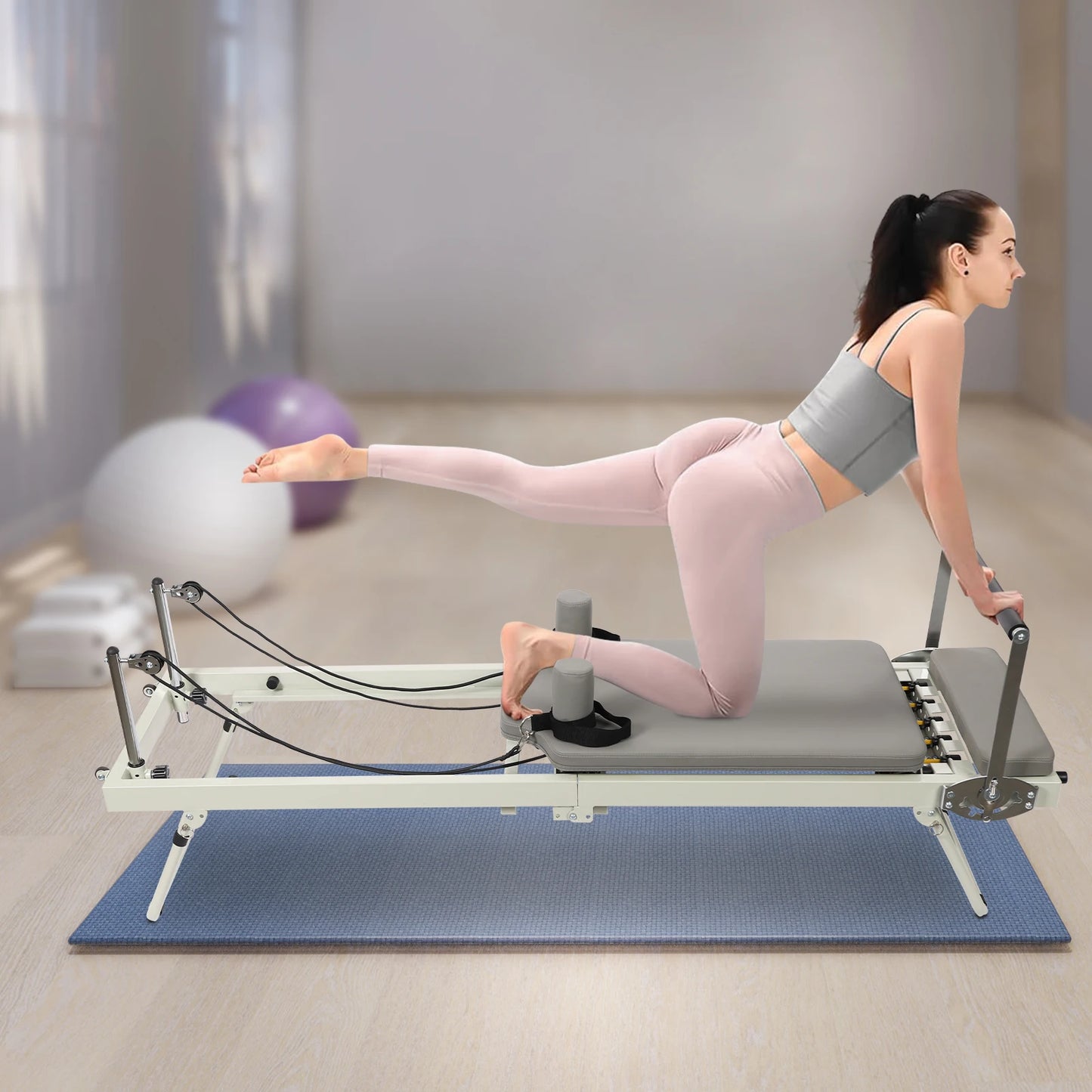 Foldable Pilates Reformer Machine For Multifunctional Yoga Fitness
