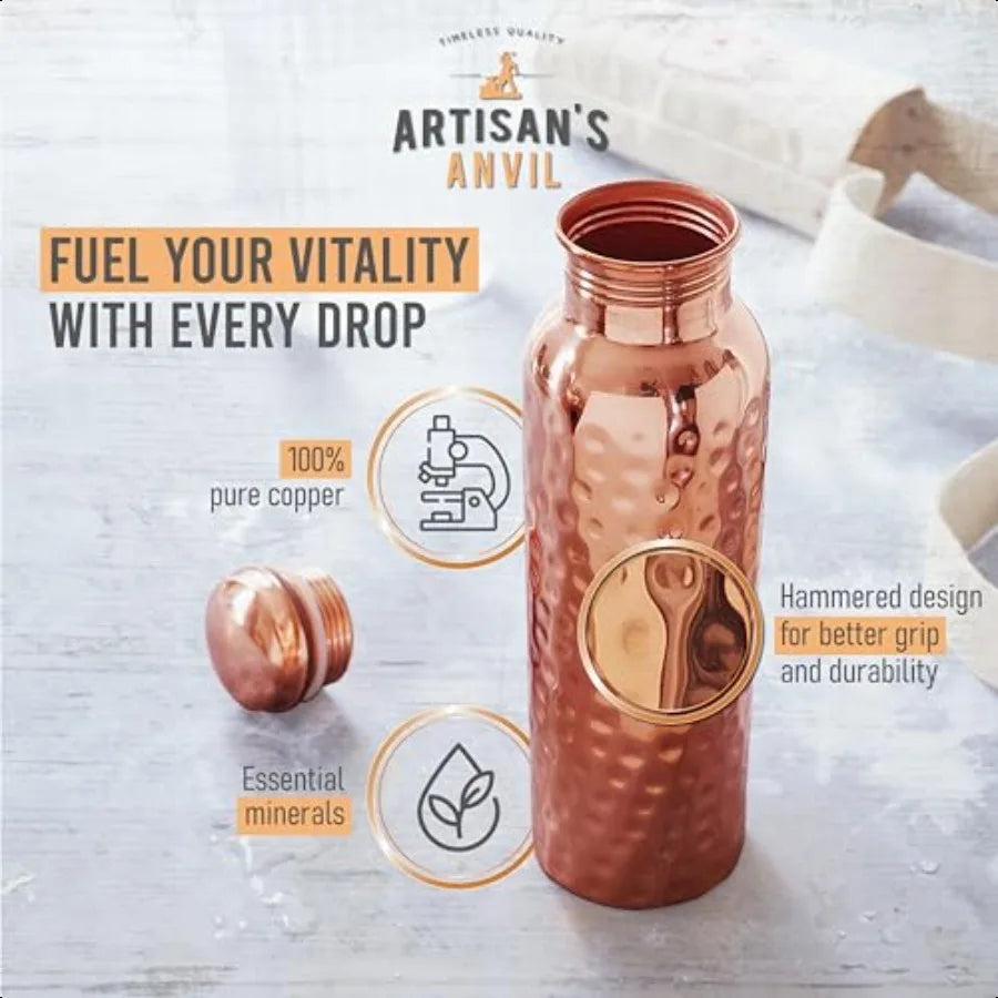 Copper Water Bottle 32oz Pure Copper Drinking Bottle For Everyday Hydration And Wellness