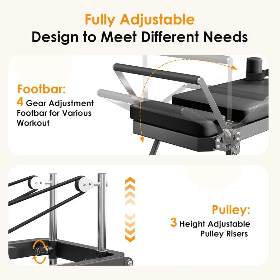 XMSJ Collapsible Pilates Reformer With Adjustable Resistance Springs For Total-Body