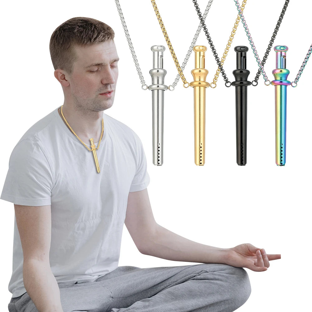 Breathing Resistance Whistle Necklace For Meditation And Anxiety Relief