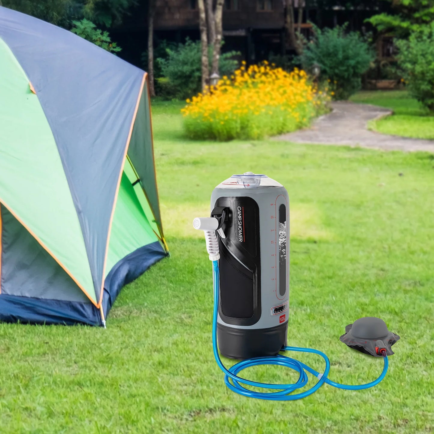 Bymaocar High-Performance Portable Camp Shower With Storage Bag Solar-Heated Water