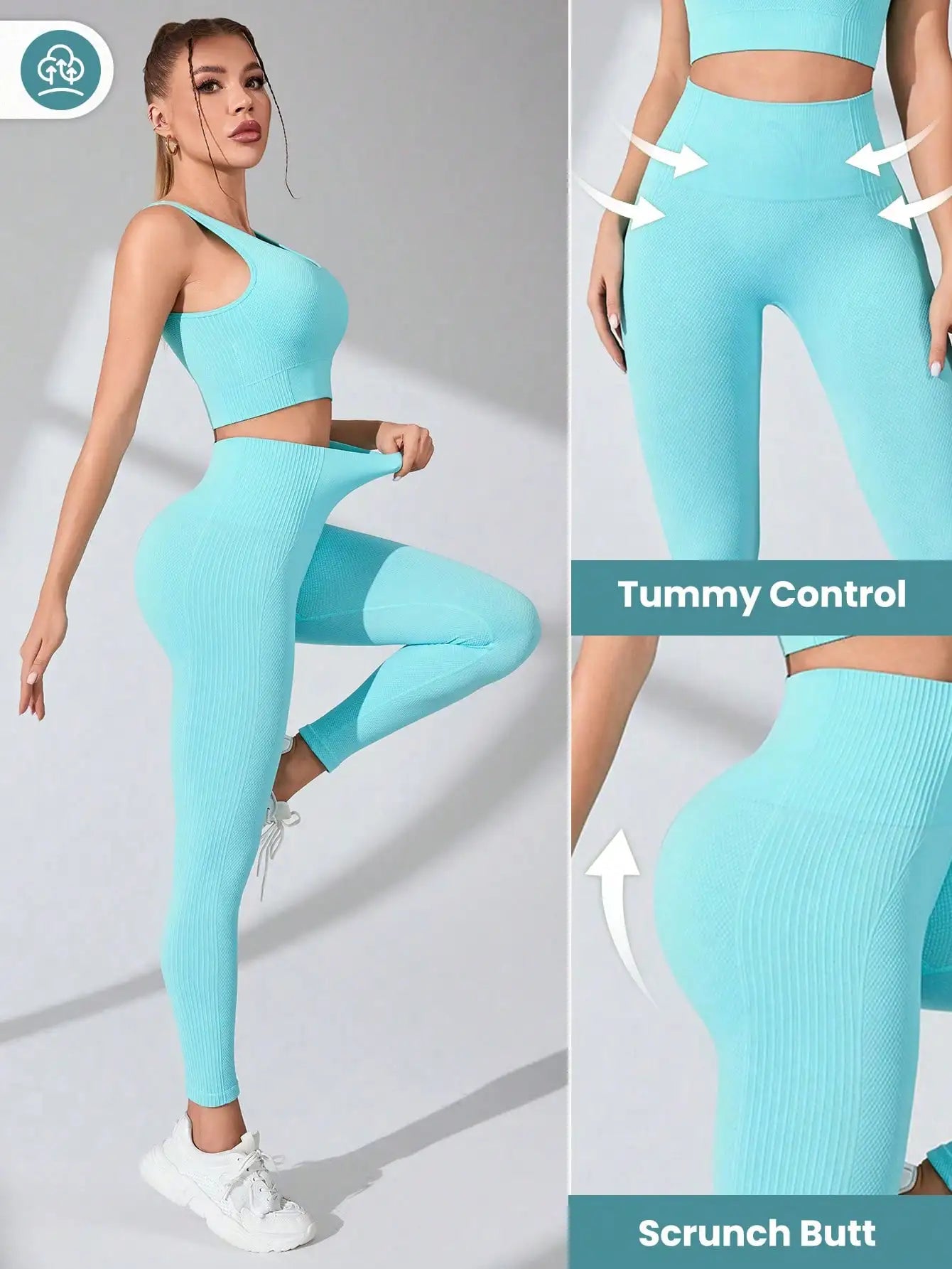 Women's Seamless Yoga Set Two Piece Leggings And Cross Strap Sports Bra