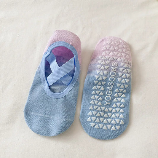 Women Yoga Socks Gradient Silicone Non Slip Pilates Grip No Show Sock