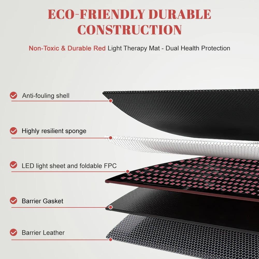 1440 LED 660nm 850nm Red Infrared Light Therapy Mat 76x24 160W Body Pain Relief