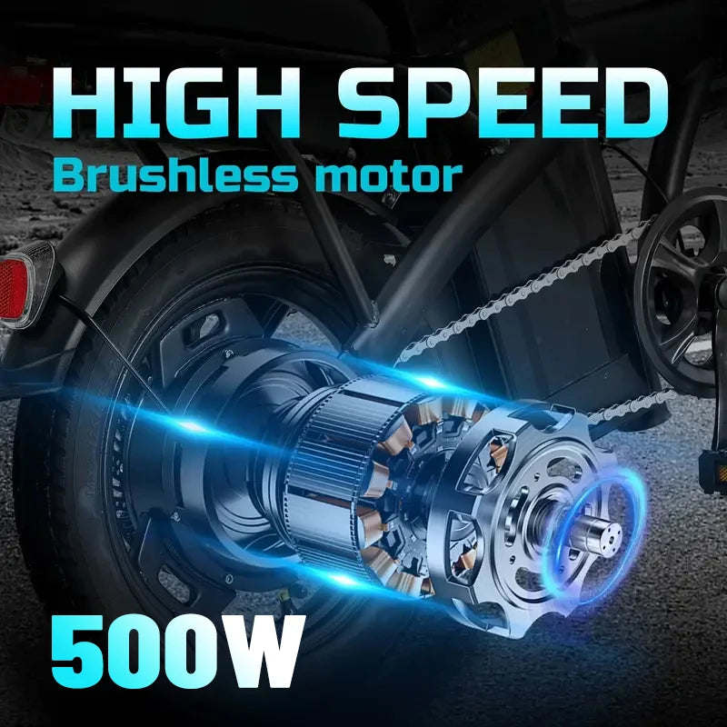 LELEKUAIFolded Folding Electric Bike 500W 24MPH