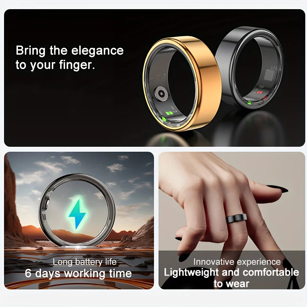 Smart Ring Activity Tracker Step Counter Sports Mode Stainless Steel Unisex Heart Rate Monitor