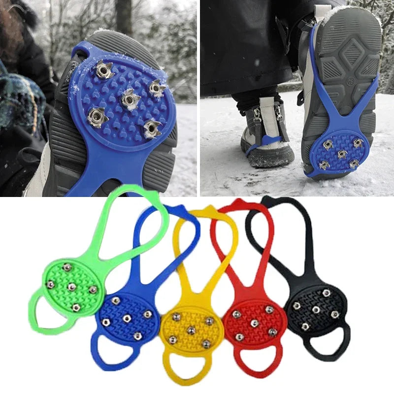 5 Teeth Ice Gripper For Shoes Unisex Snow Cleats Non Slip For Hiking