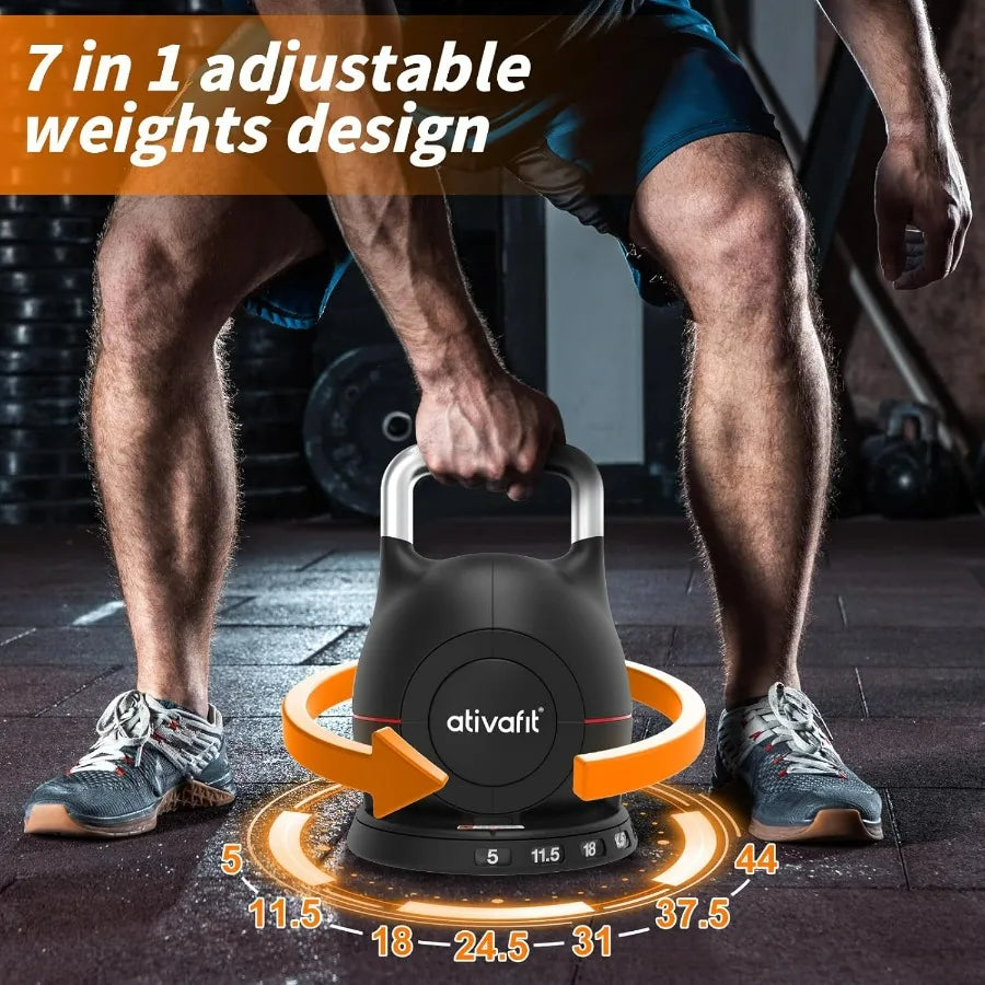 Ativafit 7 In 1 Adjustable Kettlebell 544lbs With Aluminum Handle Safety Lock