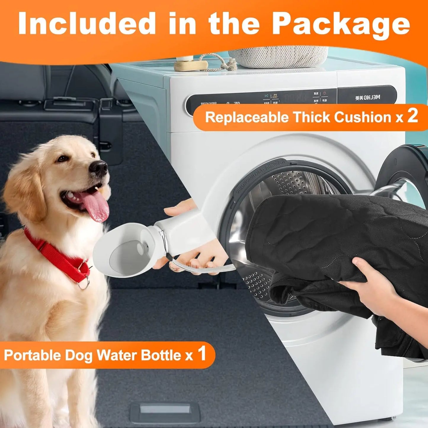 Wedyvko Waterproof Foldable Dog Car Seat Hammock And Back Seat Protector For Cars