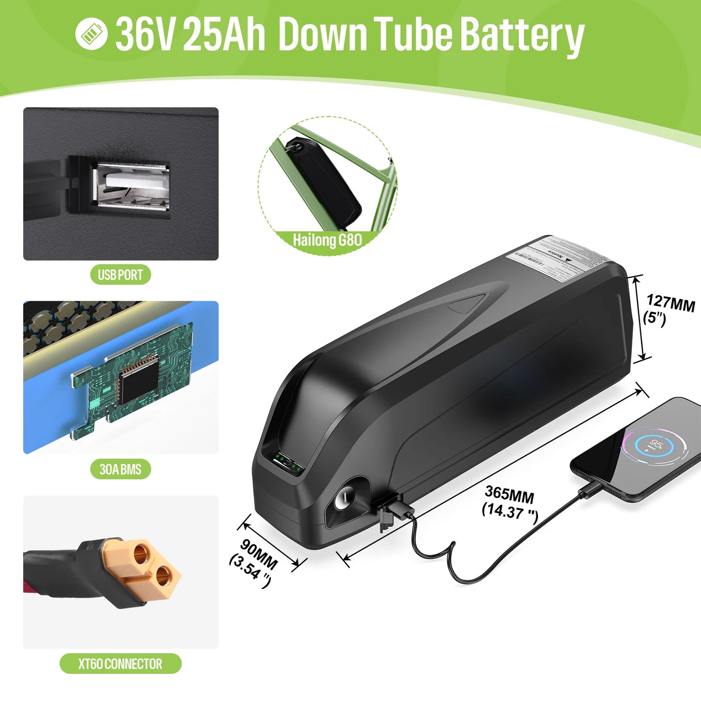 Original Ebike Battery 52V 48V 36V Hailong 18650 21700 Pack For Bafang Tongsheng