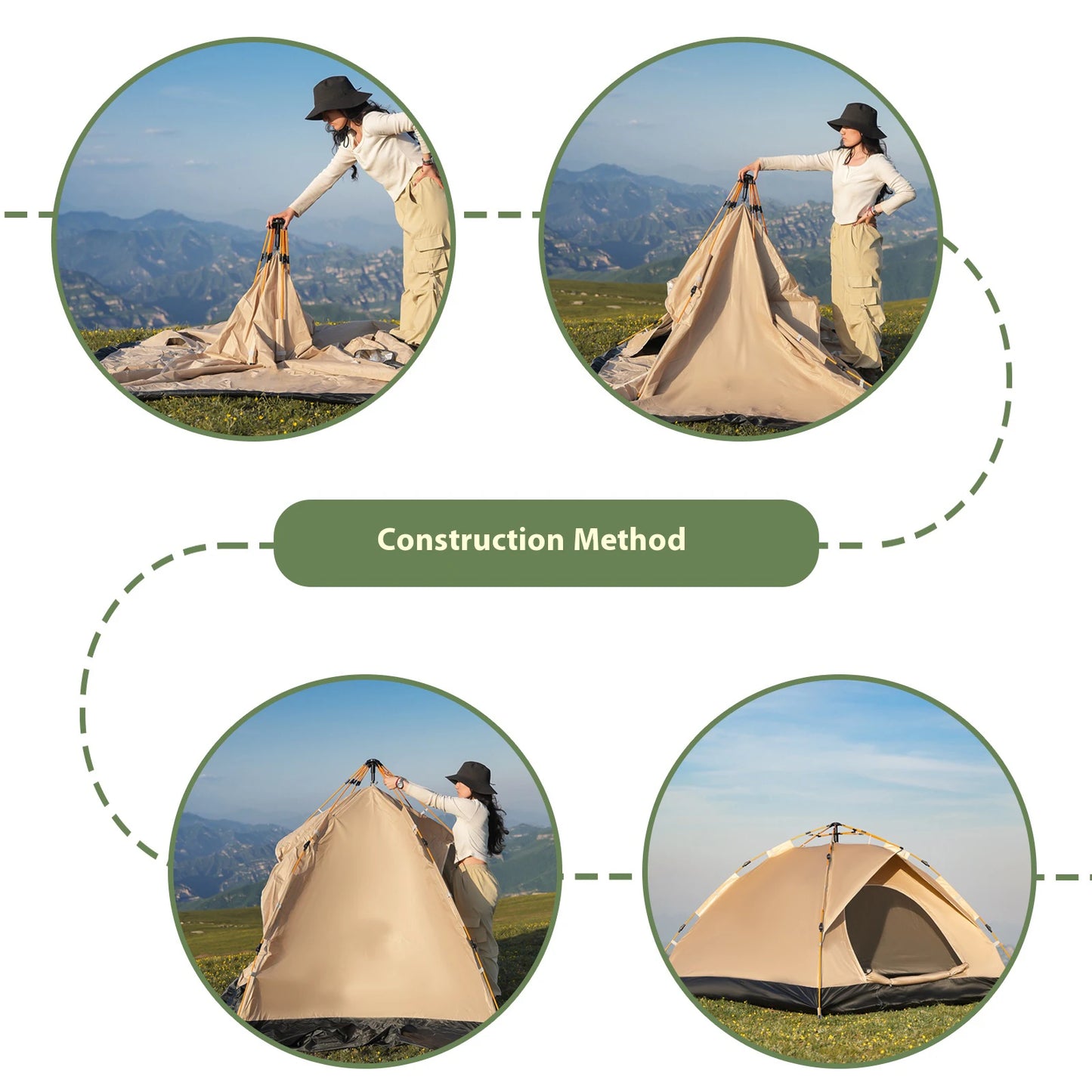 2 To 4 Person Windproof Camping Tent Easy Setup Lightweight Outdoor Family Tent