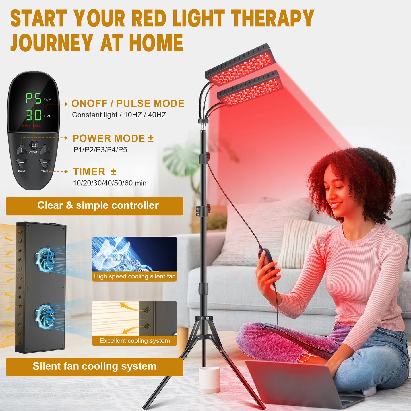 Astarexin Red Light Therapy Panel Dual Head Infrared Face Body