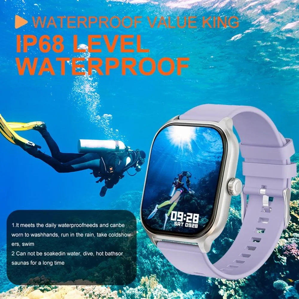 LAXASFIT Smart Watch Bluetooth Calling, SMS Alerts, IP68-Rated Waterproof, Durable