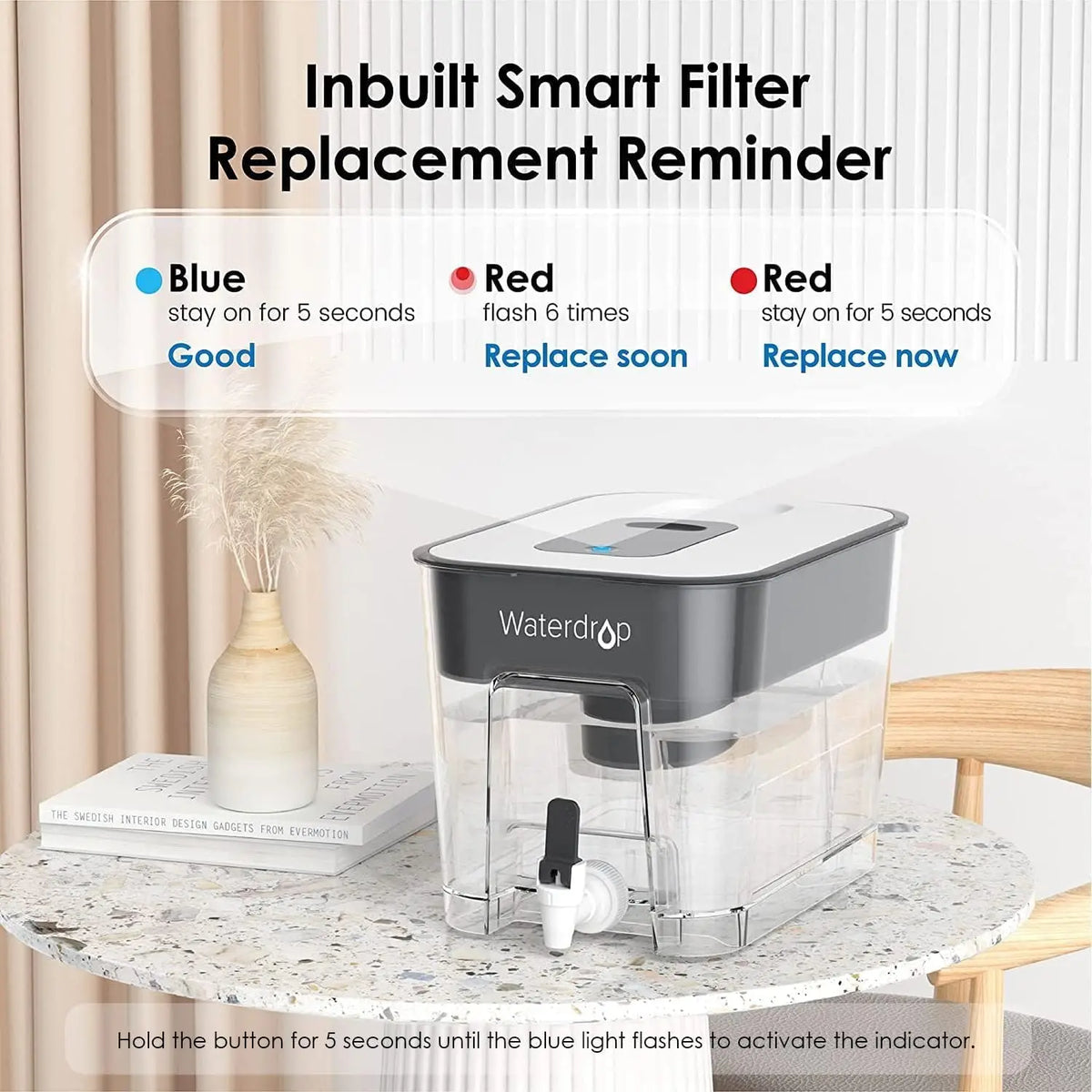 Waterdrop Water Filter Pitcher Dispenser Reduces Chlorine BPA Free