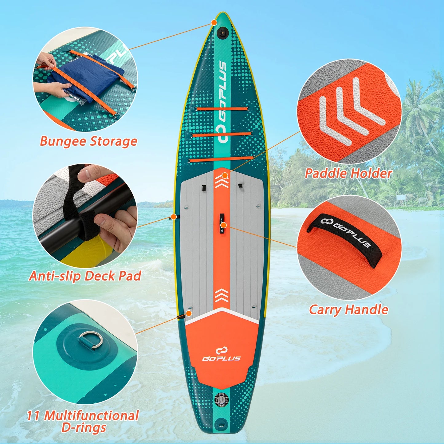 11 Foot Inflatable Stand Up Paddle Board For Adults With Kayak Seat And Pump