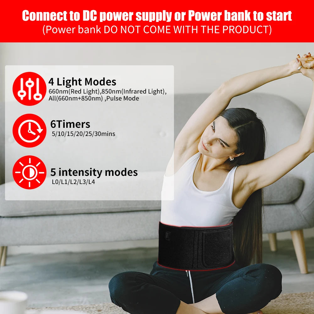 Red Light Therapy Belt 660nm 850nm Near Infrared For Body Muscle Circulation