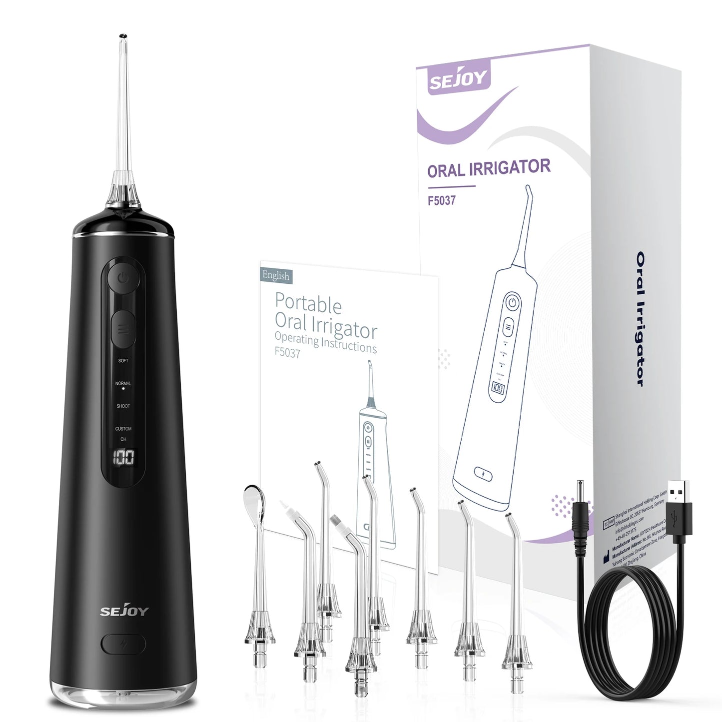 SEJOY Oral Irrigator Water Flosser 300ml Teeth Whitening 4 Modes 360 Rotation