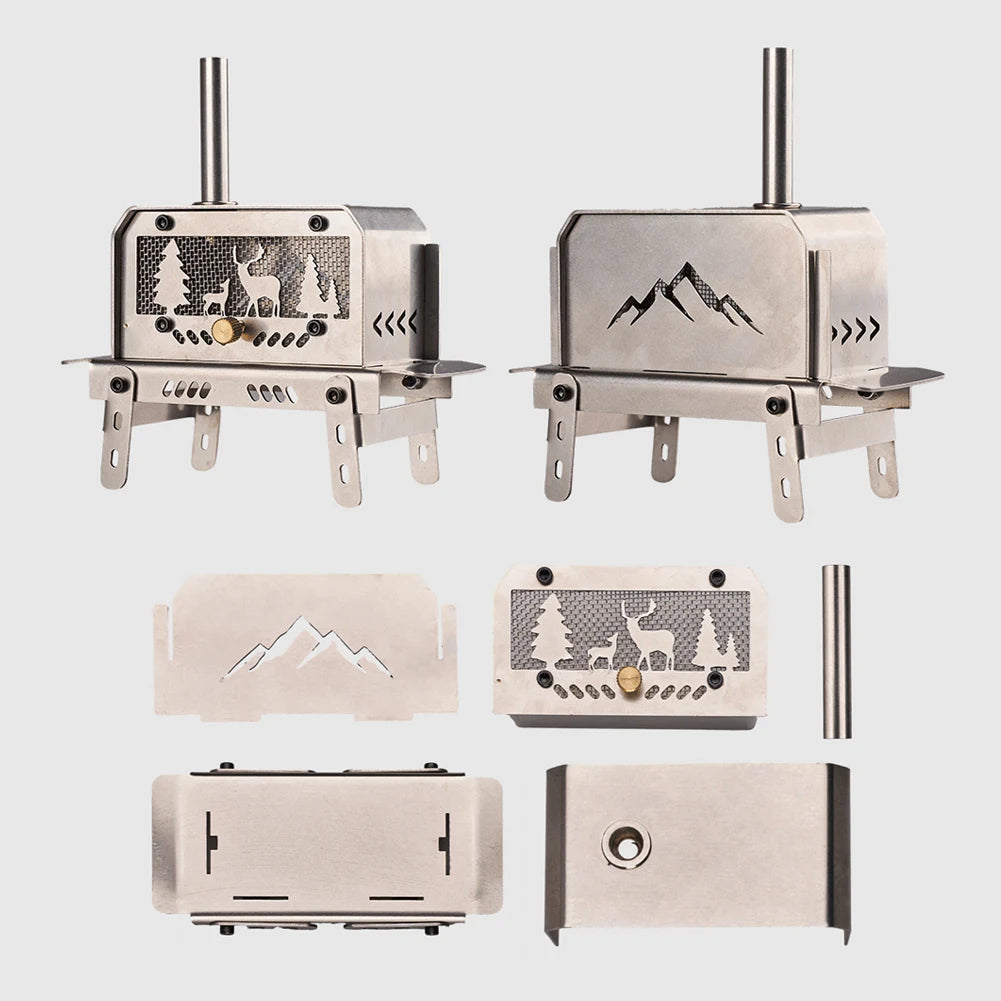 Stainless Steel Outdoor Firewood Stove With Chimney And Aromatherapy Holder