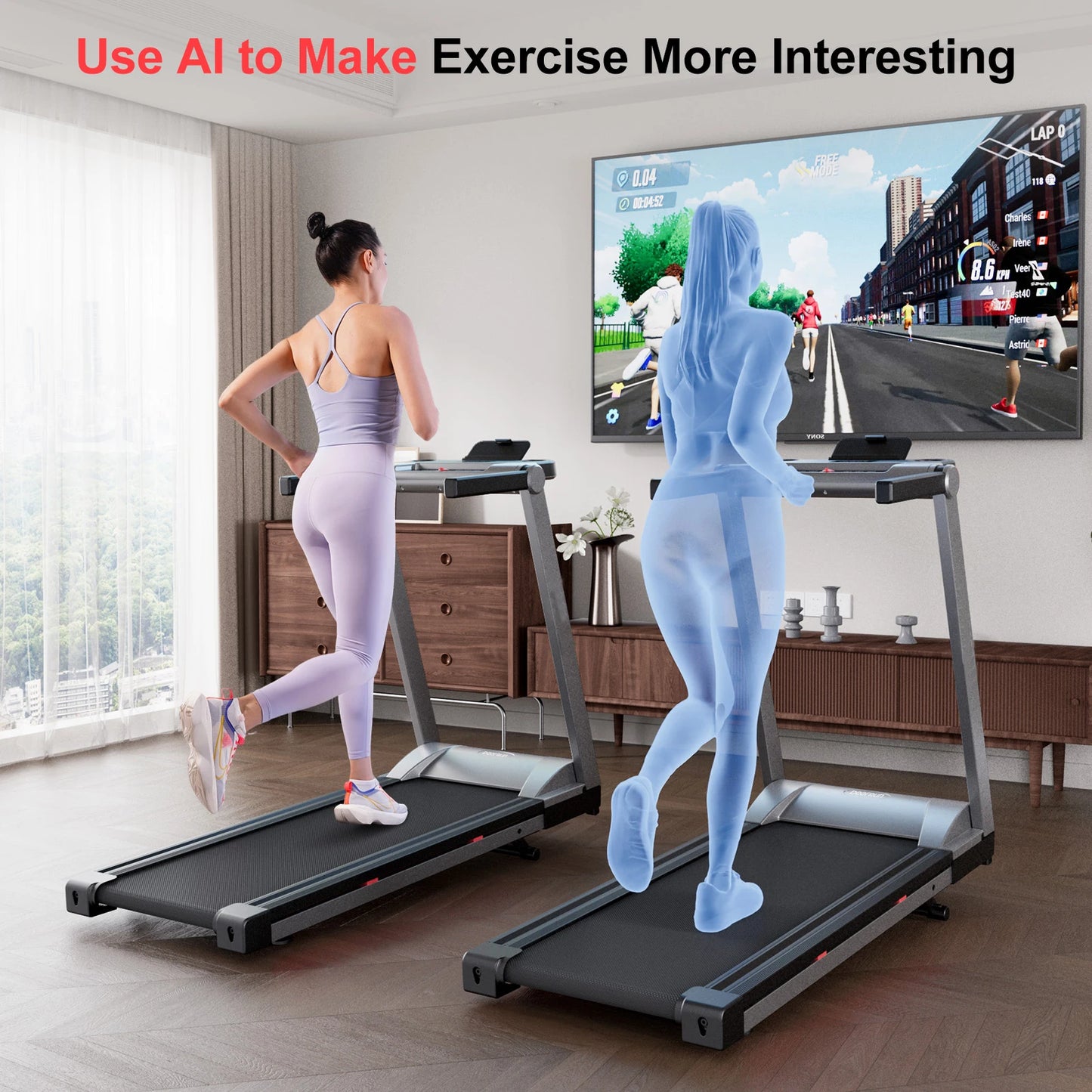 Superun 3.5HP Foldable Incline Treadmill With App Control