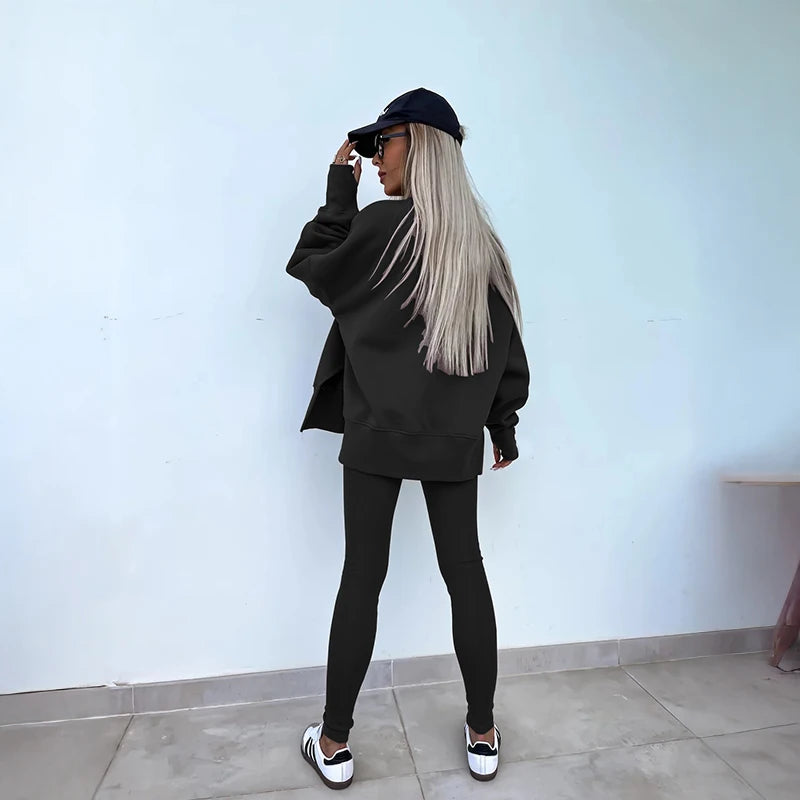 Women's Spring Autumn Sports Hoodie Two Piece Set Yoga Running Outdoor Fitness