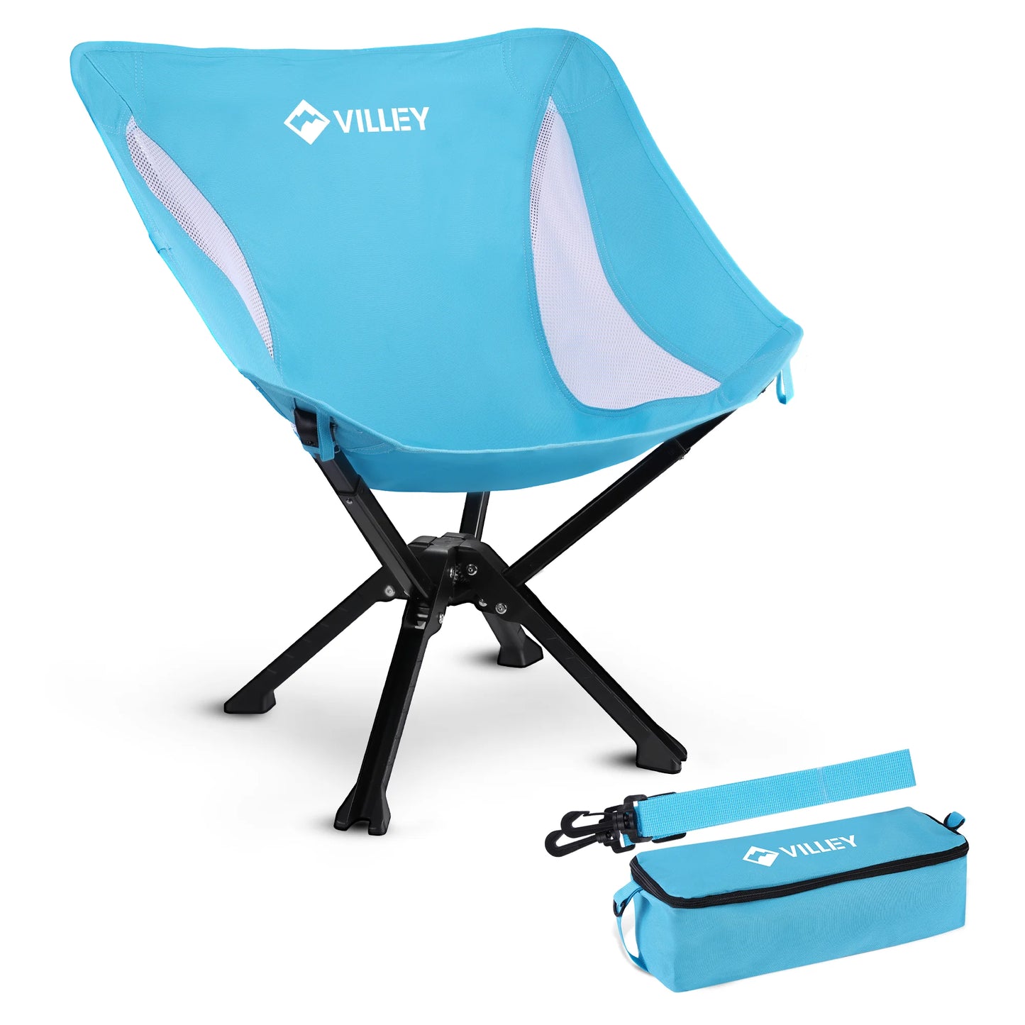 VILLEY Portable Folding Chair Lightweight Camping Chair For Beach Hiking 330 LBS