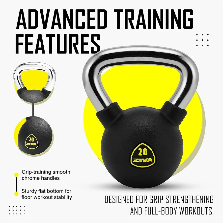 Premium Kettlebell Commercial Grade Rubber Urethane Coated Home Gym Alloy Steel