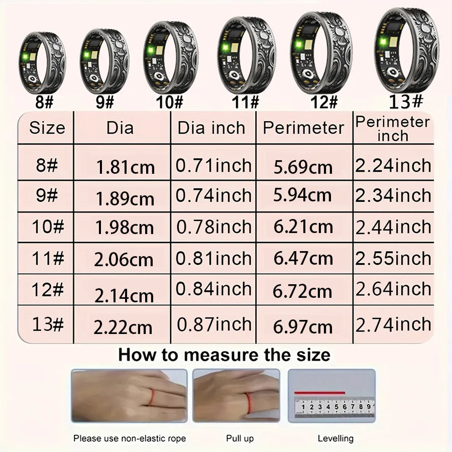 IP68 Waterproof Smart Ring Fitness Tracker with Sleep Monitor, Pedometer and 20+ Exercise Modes