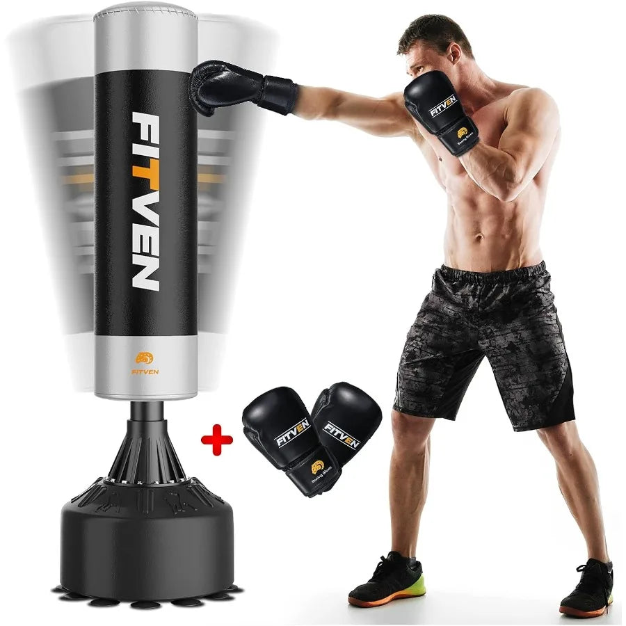 XMSJ Freestanding Punching Bag With Boxing Gloves Suction Cup Base