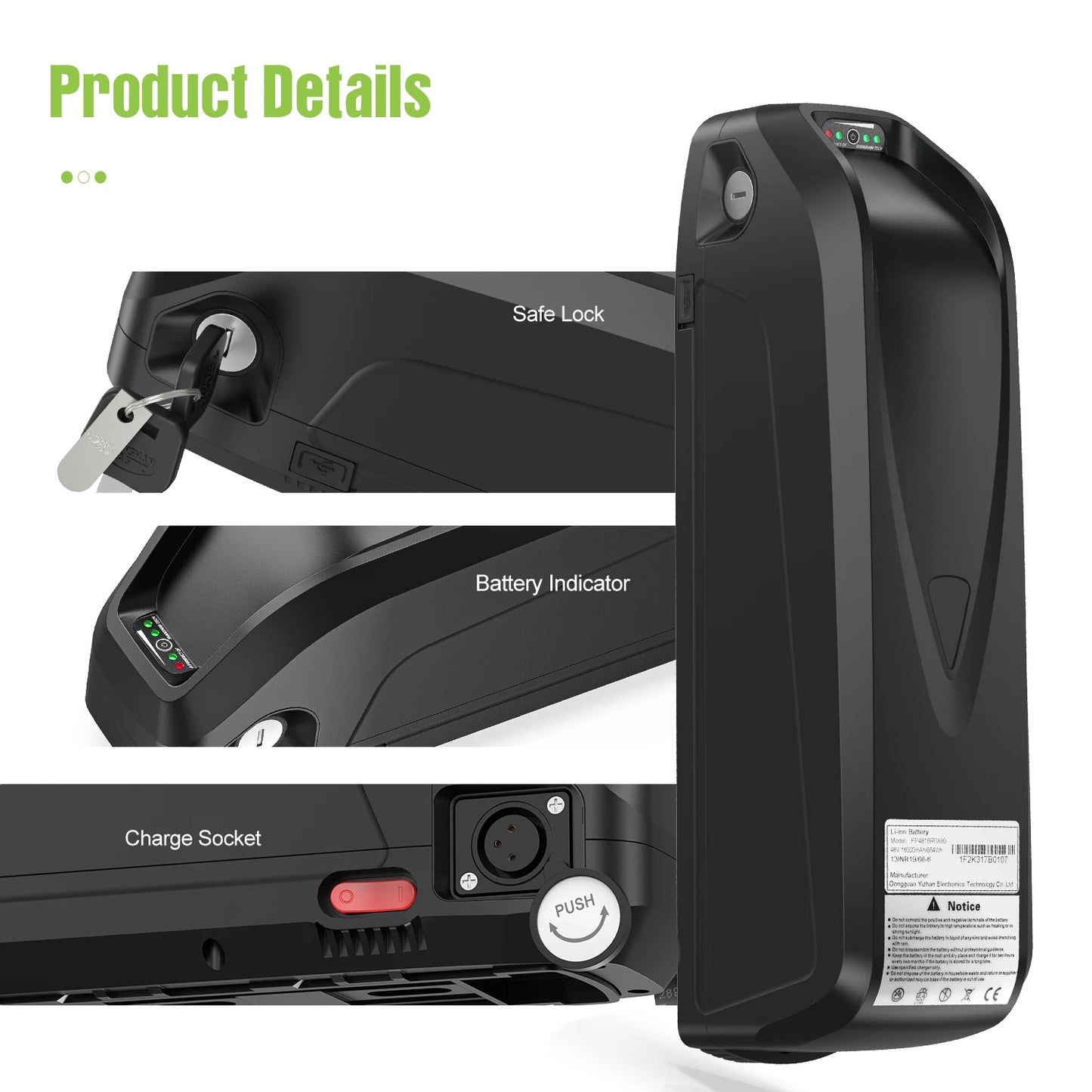 Original Ebike Battery 52V 48V 36V Hailong 18650 21700 Pack For Bafang Tongsheng