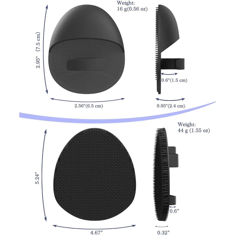 Silicone Back Scrubber Set 3 Piece With Bath Glove And Face Brush For Exfoliating