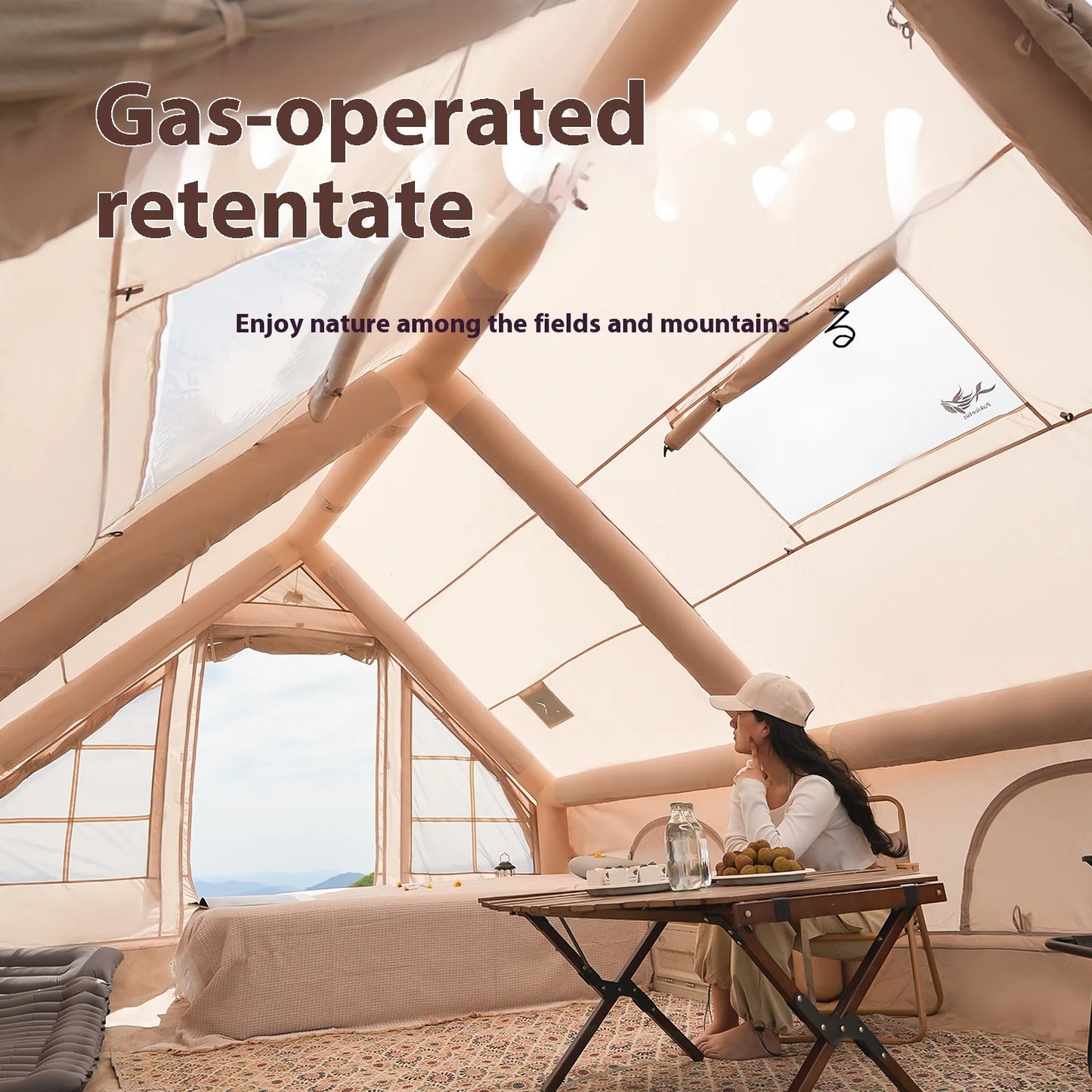 Pakicetus Inflatable Camping Tent 4 6 8 Person Family With Stove Plug Quick Open