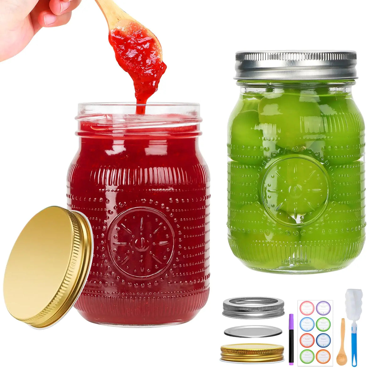 Premium Wide Mouth Mason Jars With Lids For Home Canning