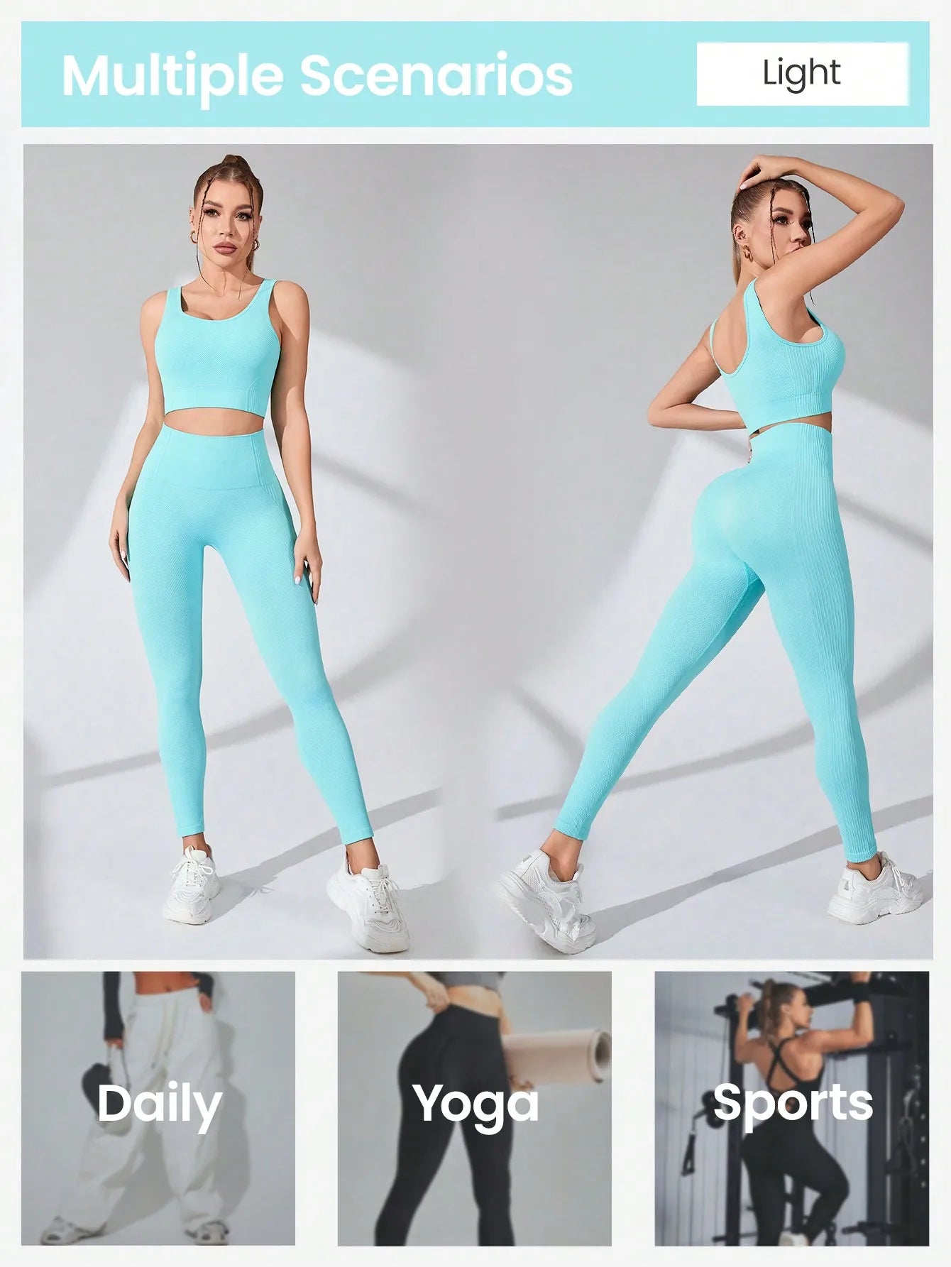Women's Seamless Yoga Set Two Piece Leggings And Cross Strap Sports Bra