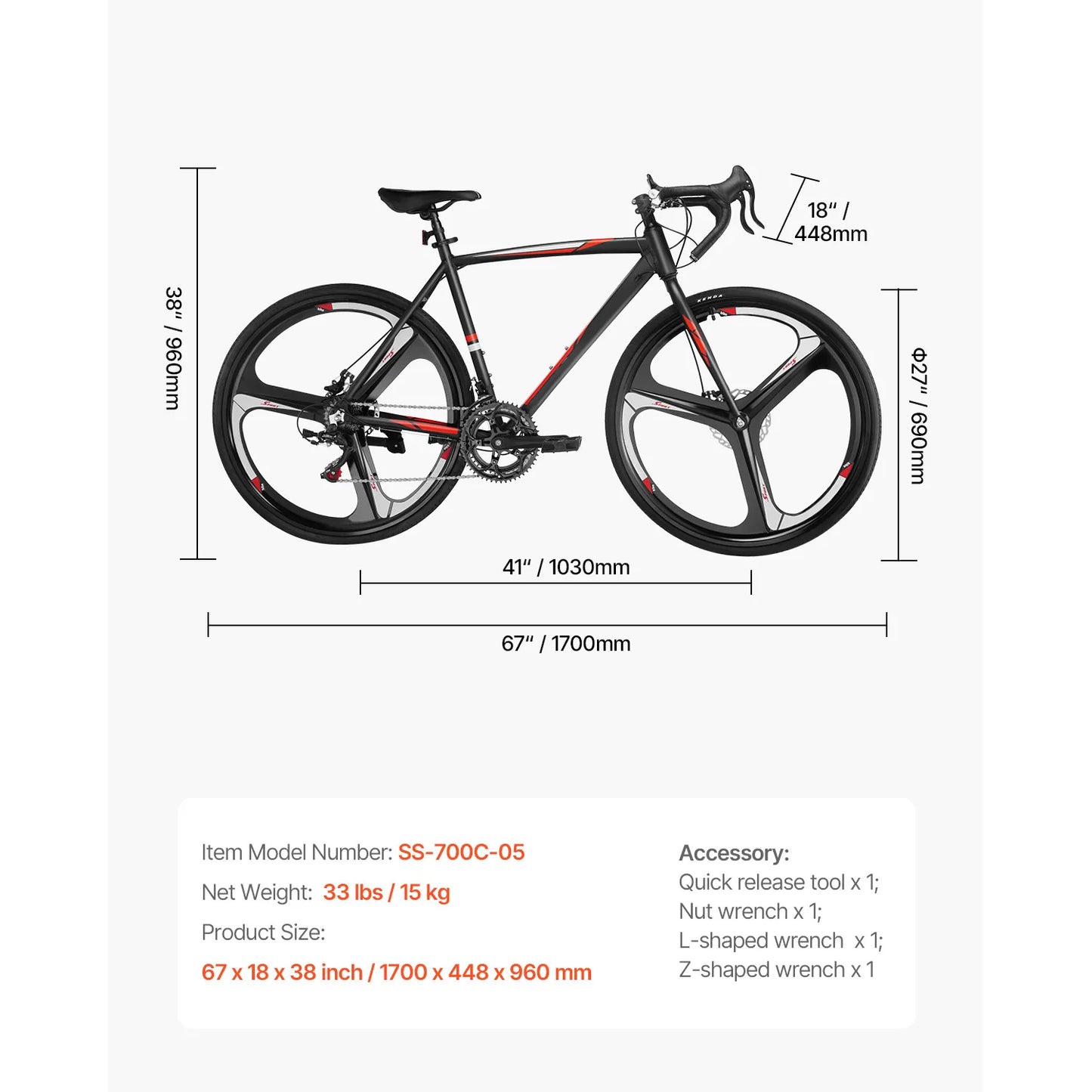 SucceBuy 14 Speed Aluminum Road Bike 26 Inch Wheels City Commuter