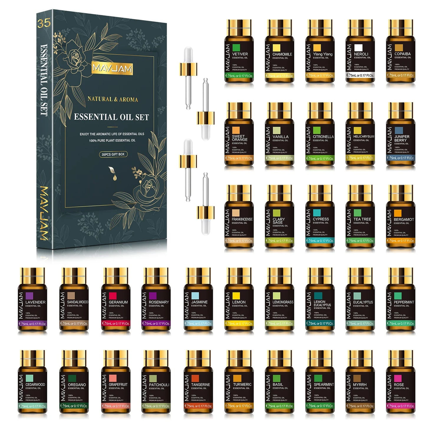 MAYJAM 35 Piece Set Essential Oils for Humidifier Diffuser Air Fresheners