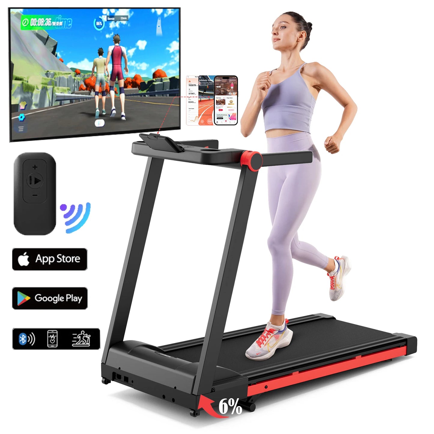 Superun 3.5HP Foldable Incline Treadmill With App Control