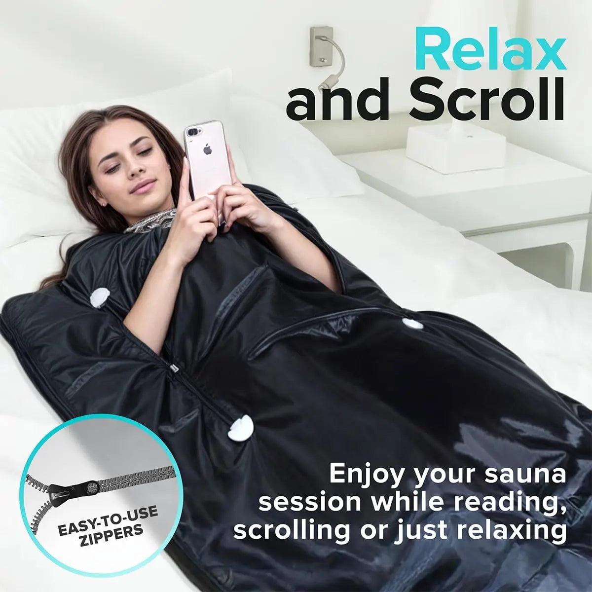 Portable Far Infrared Sauna Blanket Zipper Arm Holes For Detox
